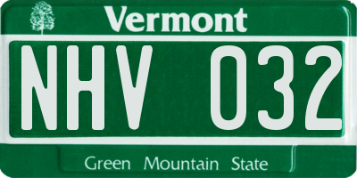 VT license plate NHV032