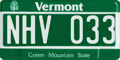 VT license plate NHV033