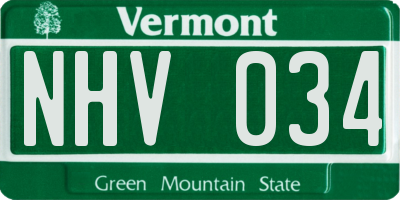 VT license plate NHV034