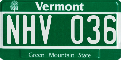 VT license plate NHV036