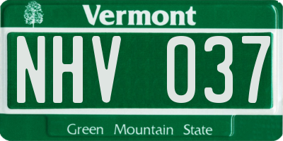 VT license plate NHV037