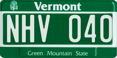 VT license plate NHV040