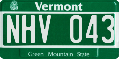 VT license plate NHV043