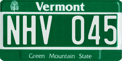 VT license plate NHV045