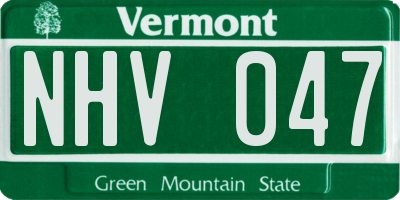 VT license plate NHV047