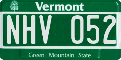 VT license plate NHV052