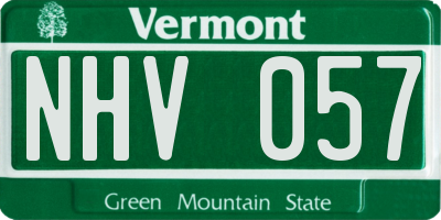 VT license plate NHV057