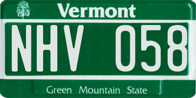 VT license plate NHV058