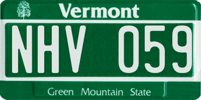 VT license plate NHV059