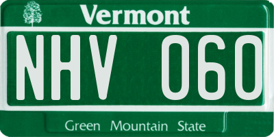 VT license plate NHV060