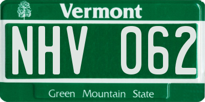 VT license plate NHV062