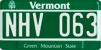 VT license plate NHV063