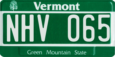 VT license plate NHV065