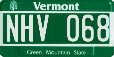 VT license plate NHV068