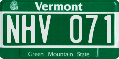 VT license plate NHV071