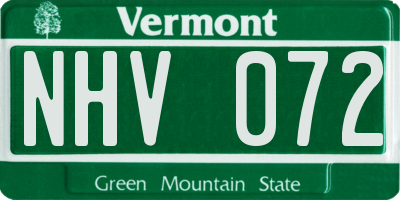 VT license plate NHV072