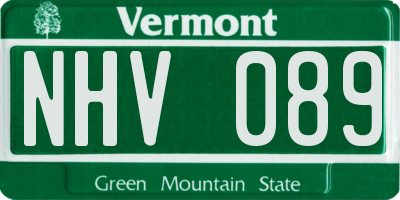 VT license plate NHV089