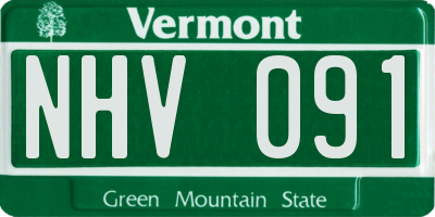 VT license plate NHV091