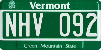 VT license plate NHV092