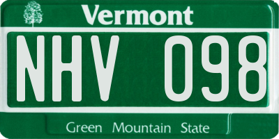 VT license plate NHV098