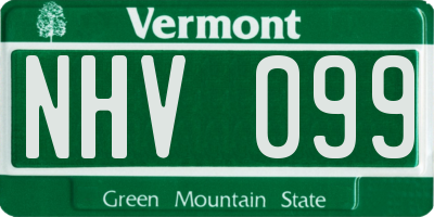 VT license plate NHV099