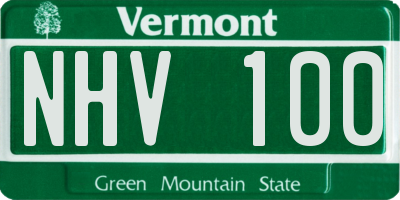 VT license plate NHV100