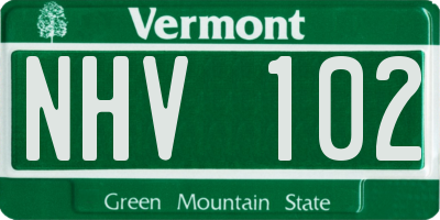 VT license plate NHV102
