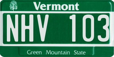VT license plate NHV103