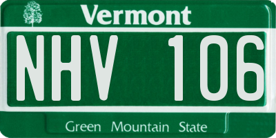 VT license plate NHV106