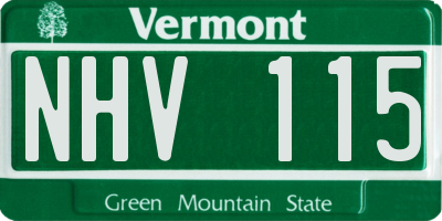 VT license plate NHV115