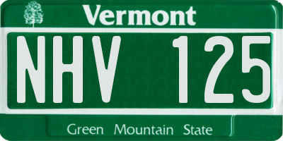 VT license plate NHV125