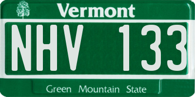 VT license plate NHV133