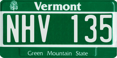 VT license plate NHV135