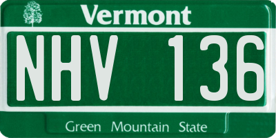 VT license plate NHV136