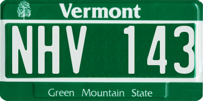 VT license plate NHV143