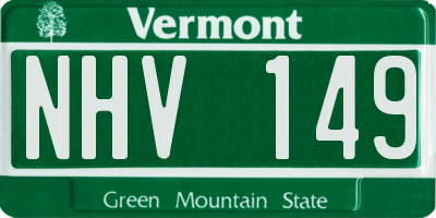 VT license plate NHV149