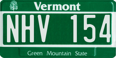 VT license plate NHV154