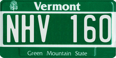 VT license plate NHV160