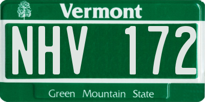 VT license plate NHV172