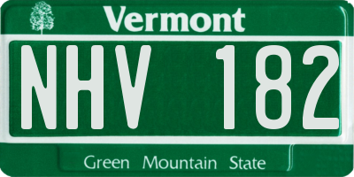 VT license plate NHV182