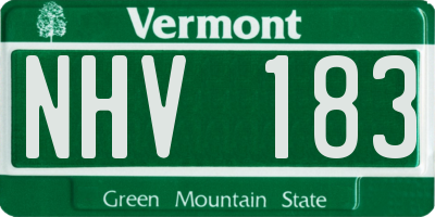 VT license plate NHV183