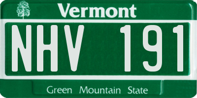 VT license plate NHV191