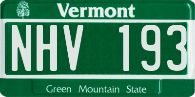 VT license plate NHV193