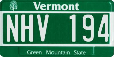 VT license plate NHV194