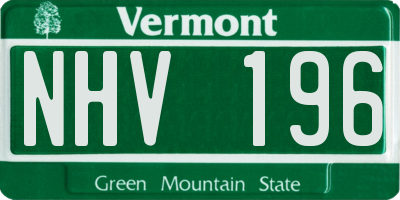 VT license plate NHV196