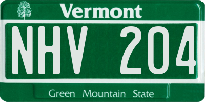 VT license plate NHV204