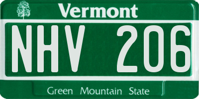 VT license plate NHV206
