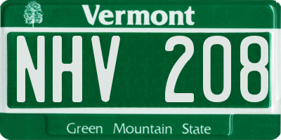 VT license plate NHV208