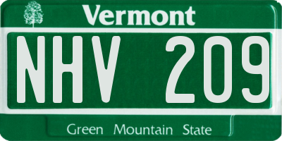 VT license plate NHV209