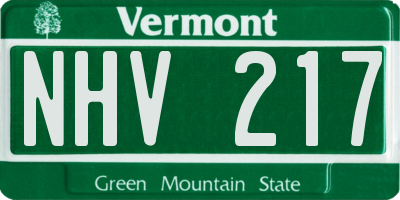 VT license plate NHV217
